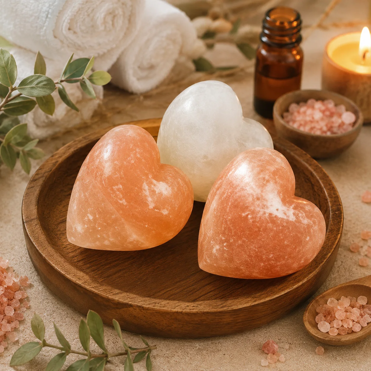 Heart-Shaped Himalayan Salt Massage Stones