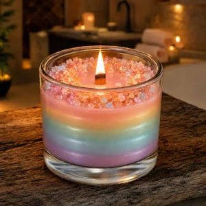 Prismatic Rainbow Himalayan Salt Candle